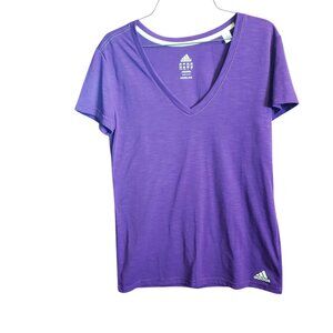 Adidas Purple Climalite V-Neck Womens Activewear Shirt Size Small Lightweight &